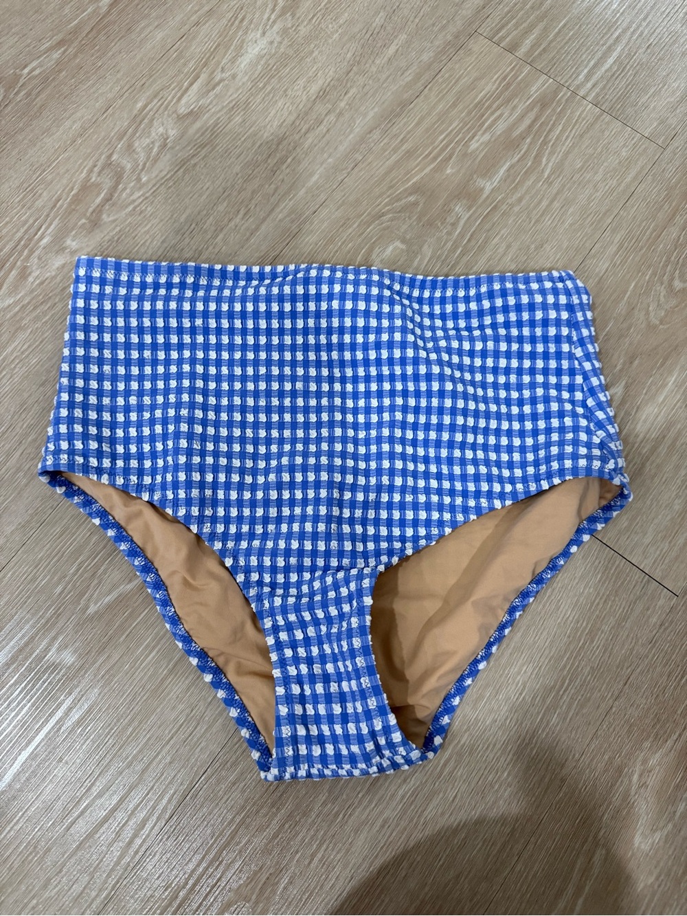 J. Crew High-Waist Blue Gingham Bikini Bottoms